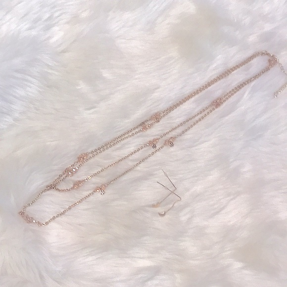 NEW 2pc Jewelry Set, Wraparound Sparkly Gold Beaded Multi-Wear Necklace+Earrings - Picture 7 of 16